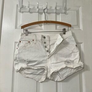 Women's Levi's® White Jean Shorts Distressed Cut-Off Style (W29’’)